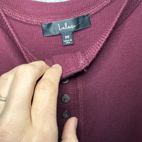 Lulus Simply the Best Long Sleeve Button Front scoop bodysuit, Burgundy, Medium - Picture 3 of 6